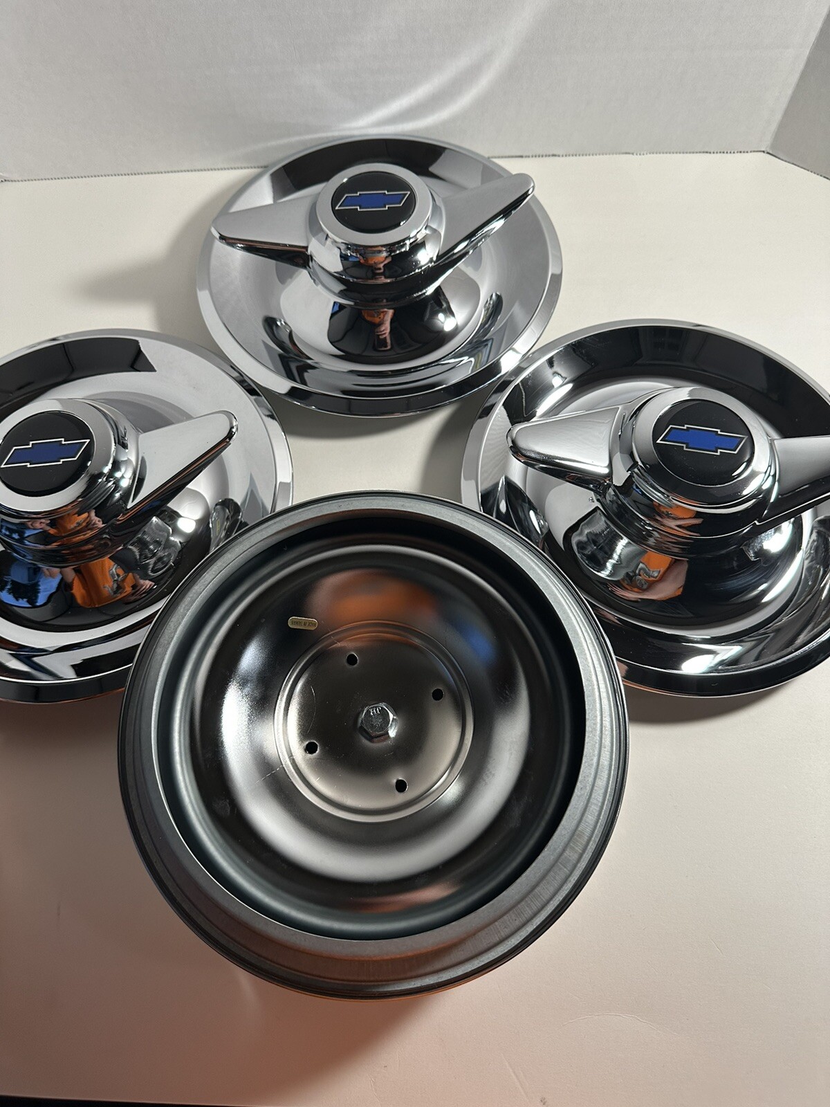 (4) 2 BAR SPINNERS CENTER CAPS FOR CHEVY RALLY WHEELS 7", BBC LOGO eBay