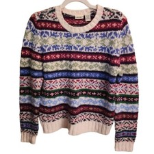 Vintage Y2K Colorful Wool Blend Nordic FairIsle Crewneck Sweater Size S