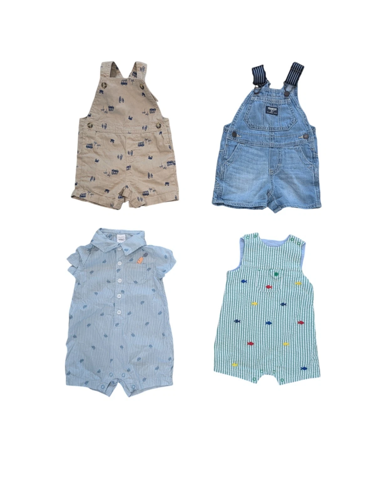 Lot Of 4 Baby Boy Overall Clothes Assorted Lot 9 Months
