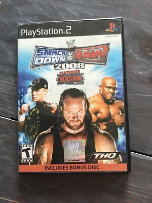 WWE Smackdown VS Raw 2008 Sony PlayStation 2 PS2 With Bonus Disc Black Label
