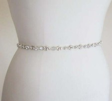 Crystal bridal belt on white sash