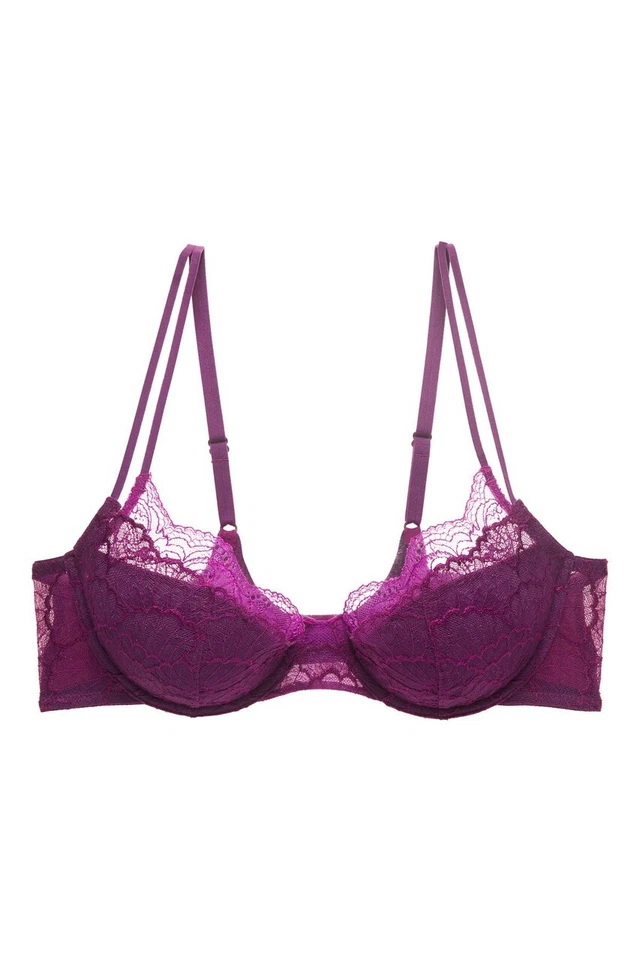 Sujetador Natori DOUBLE TIME Caspia Trébol Púrpura Encaje Contorno UW 32D y Bikini S Foto 3 de 4