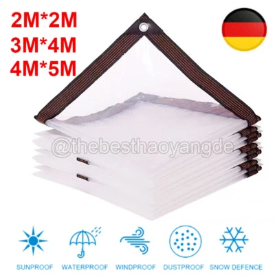 Wasserdichte Transparente Plane mit Ösen Schutzplane LKW Folie Klare Garten DE