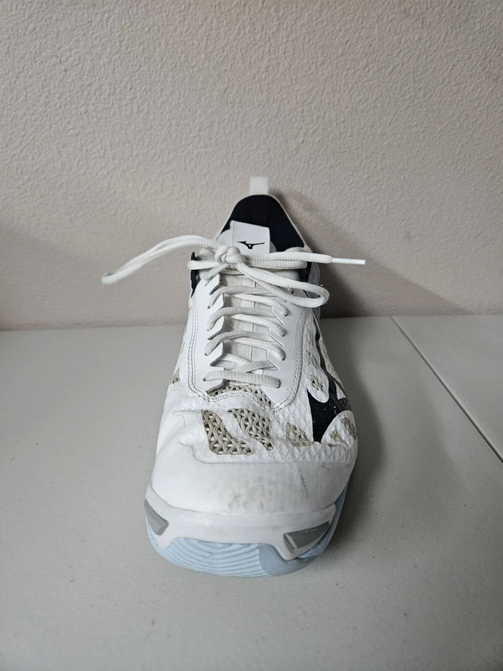Mizuno Wave Momentum Womens Volleyball Shoes Size 11 White Blue Grey Black - Image 3 of 4