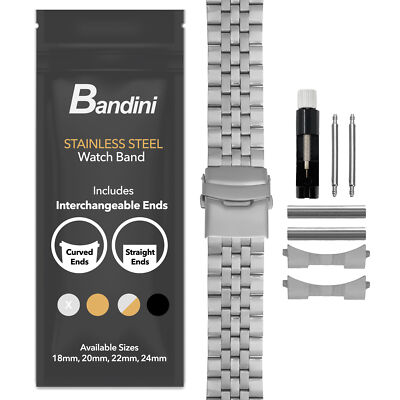20mm Curved Tapered Steel Metal Watch Band for Frederique Constant Heartbeat