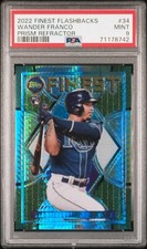 🚨2022 Topps Finest Flashbacks Prism Refractor WANDER FRANCO RC /35 Rays PSA 9📊