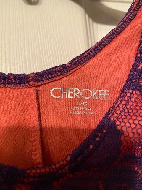 Cherokee Purple/Orange Floral Tank Swing Top Girls Size Large - Image 3 of 3