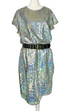 ASOS SIZE 16 SEQUIN Embellished PARTY DRESS DISCO COCKTAIL RAVE CLUB DIVA DANCER