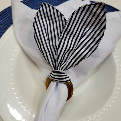 Charlo's Set of Bunny Ears Napkin Rings Easter Table Decor Black Striped