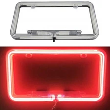 Universal 12V Car SUV Truck Neon License Plate Frame Front Rear Tag Cover Red