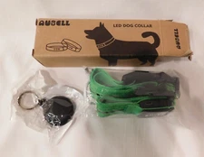 Aubell LED Dog Collar Green-Size M (15' to 21")- WITH Silicone Air Tag Holder