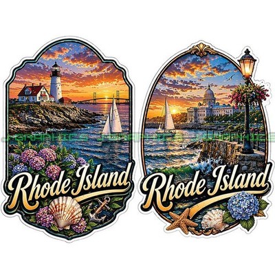 Rhode Island State Vinyl Decal Sticker 2 Pack C