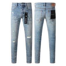 New purple brand men's personality Fashion Slim Fit Blue Jeans