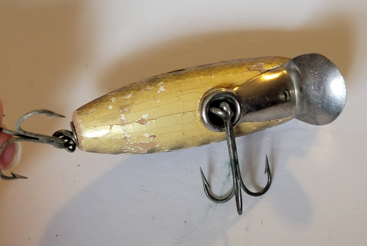 antique paddlepup fishing lure Vintage Paw-Paw Bait Co. Old Wood Fishing Lure