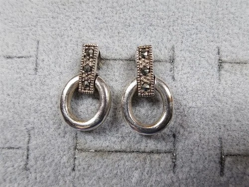 GRANDMA GRABE'S BEAUTIFUL VINTAGE 925 STERLING SILVER RING MARCASITE EARRINGS