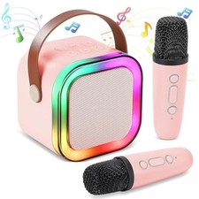 Mini Karaoke Machine for Kids, Portable Bluetooth Speaker with 2 Wireless Mic...