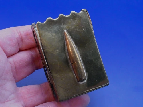 WW1  Brass & Copper Trench Art Matchbox Holder fluted top Military collectible