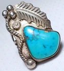 Vintage Southwestern Sterling Silver Ring TURQUOISE APPLIED ELEMENTS Size 8.5