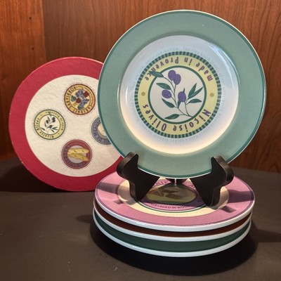 Set Of 4 Hors d euvres Stoneware Plates PROVENCE PICNIC BY SIGNATURE HOUSEWARES