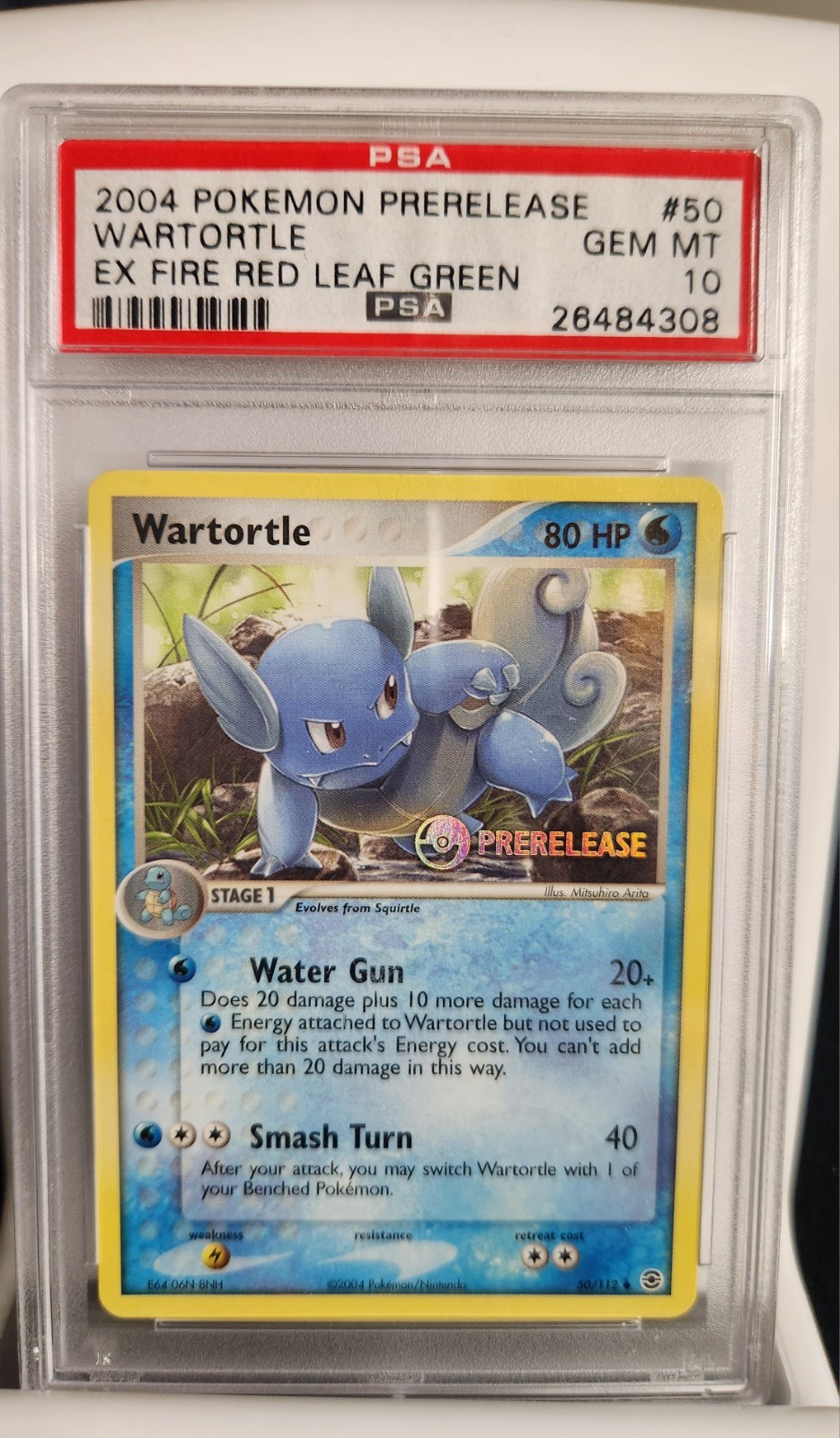 2004 Pokemon EX Fire Red & Leaf Green Wartortle Prerelease 50/112 PSA 10