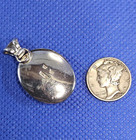 Orange AMBER OVAL stone Poland .925 Sterling SILVER PENDANT  1 1/4 x 1 7/8 — photo 5