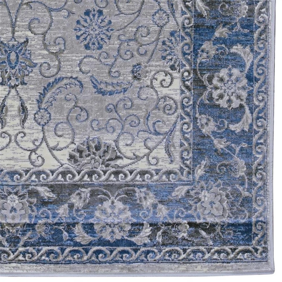 Alfombra Linon Vintage Isfahan Power Loomed Microfibra Poliéster 9'x12' en Gris Foto 3 de 4