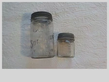 Vintage Kerr Self Sealing quart with ring lid wide mouth and half pint square