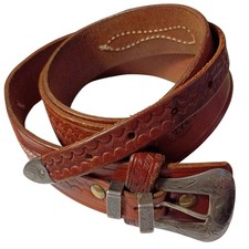 Collectible Diablo Sterling Silver Belt Buckle Wide Leather Belt