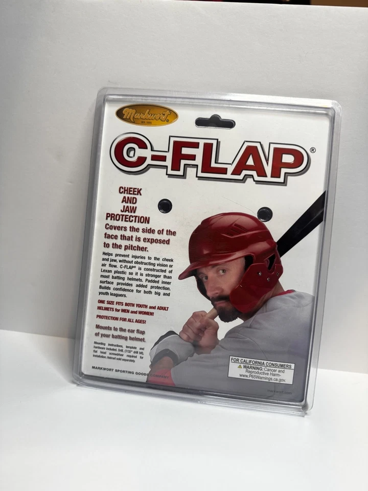 Nuevo protector de mandíbula con solapa en C azul - protección para bateadores diestros Foto 2 de 2