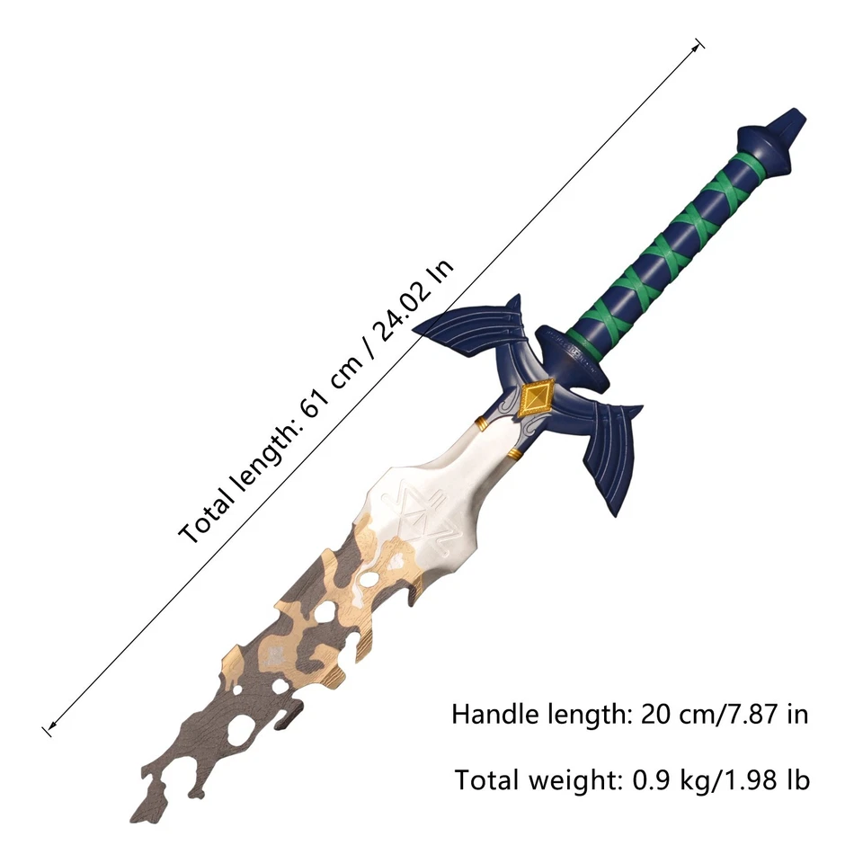 Zelda Master Sword Broken Sword Blue Metal, Anime Game Cosplay Skyward Sword. - Image 4 of 4