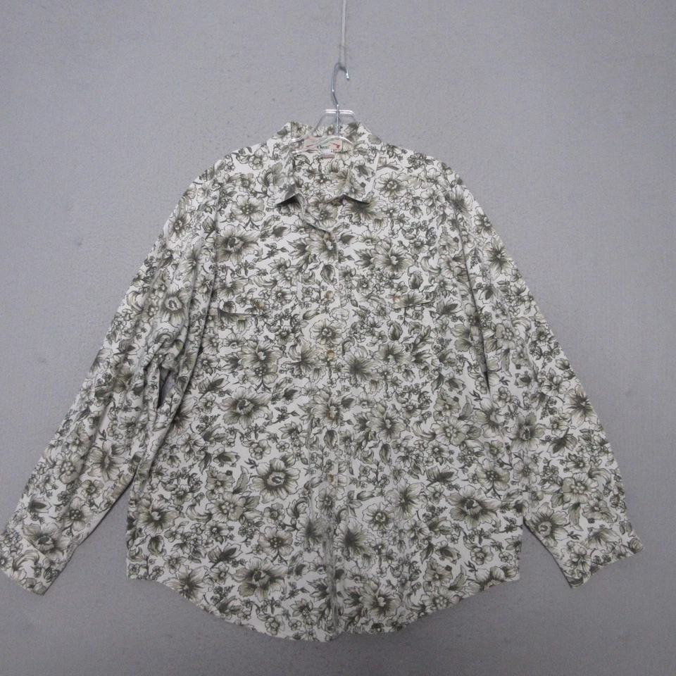 Top Orvis Vintage Mujer XL Floral Botón Algodón Casa Núcleo Pradera Hecho en EE. UU. Foto 2 de 4