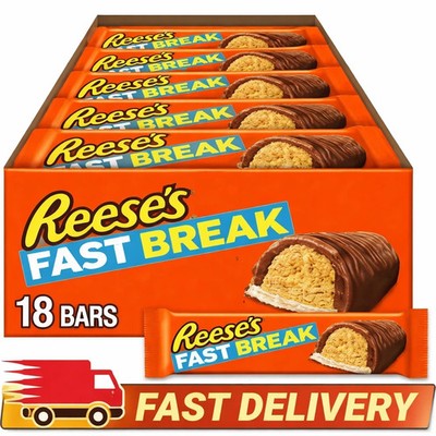 REESE'S FAST BREAK Peanut Butter Nougat Candy Bars, 1.8 oz (Pack of 18)