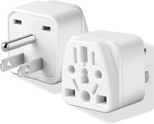 2 Pack Travel Plug Adapter, to USA Type B , 3 Prong Grounded Wall 2 Pack White