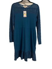 MICHAEL KORS Women's long sleeved Teal  Dress Size M