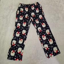 Old Navy Mens Medium Flannel Pajama Pants Navy Blue Santa Face Snowflake Cotton