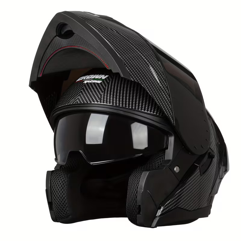 Motorcycle Helmets Modular Full Face Helmet Flip Up Carbon Fiber Pattern