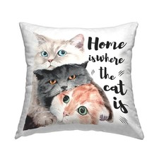 Industries Where The Cat Is Phrase Square Decorative Printed Throw Pillow Design