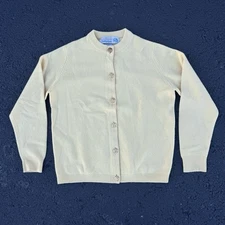 VTG Ballantyne Scotland 100% Pure Cashmere Knit Cardigan Yellow Gold Buttons