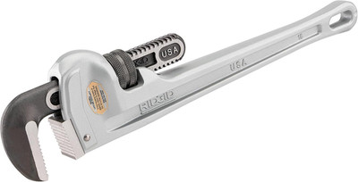31110 Model 836 Aluminum Straight 36'' Plumbing Pipe Wrench, Silver, Made in the
