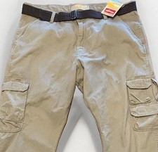 New Wrangler Cargo Pants Mens Six 38x30 Stretch Relaxed Fit Khaki Work Casual