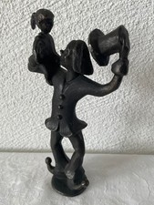 CLOWN/HARLEKIN mit Mädchen "Corry Ammerlaan" Bronze? Kunst Figur Deko Sammler