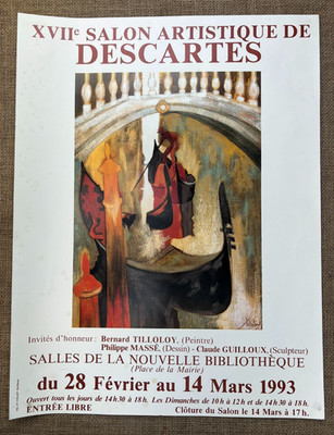 VINTAGE ORIGINAL FRANZÖSISCHE KUNSTGALERIE AUSSTELLUNG POSTER 1993 ABSTRAKT FRANZÖSISCHE KUNST