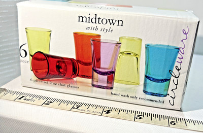 Circleware Midtown Shot Glass Barware 6 Pc Set 2 oz Boxed - Made in Bulgaria