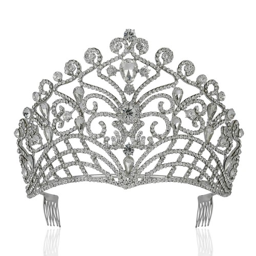 Janefashions TULIP CLEAR WHITE AUSTRIAN CRYSTAL RHINESTONE TIARA CROWN HAIR COMBS VEIL HEADBAND HEADPIECE PAGEANT PARTY BRIDAL PROM T2157 : Buy Online At Best Price In KSA - Souq Is Now - Foto 5