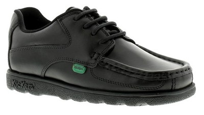 Kickers Jungen Schulschuhe Fragma Lace 3 Junior Leder Schnürschuhe schwarz UK Größe