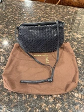 Bottega Venetia Woven Leather Purse Crossbody  Blue Vintage