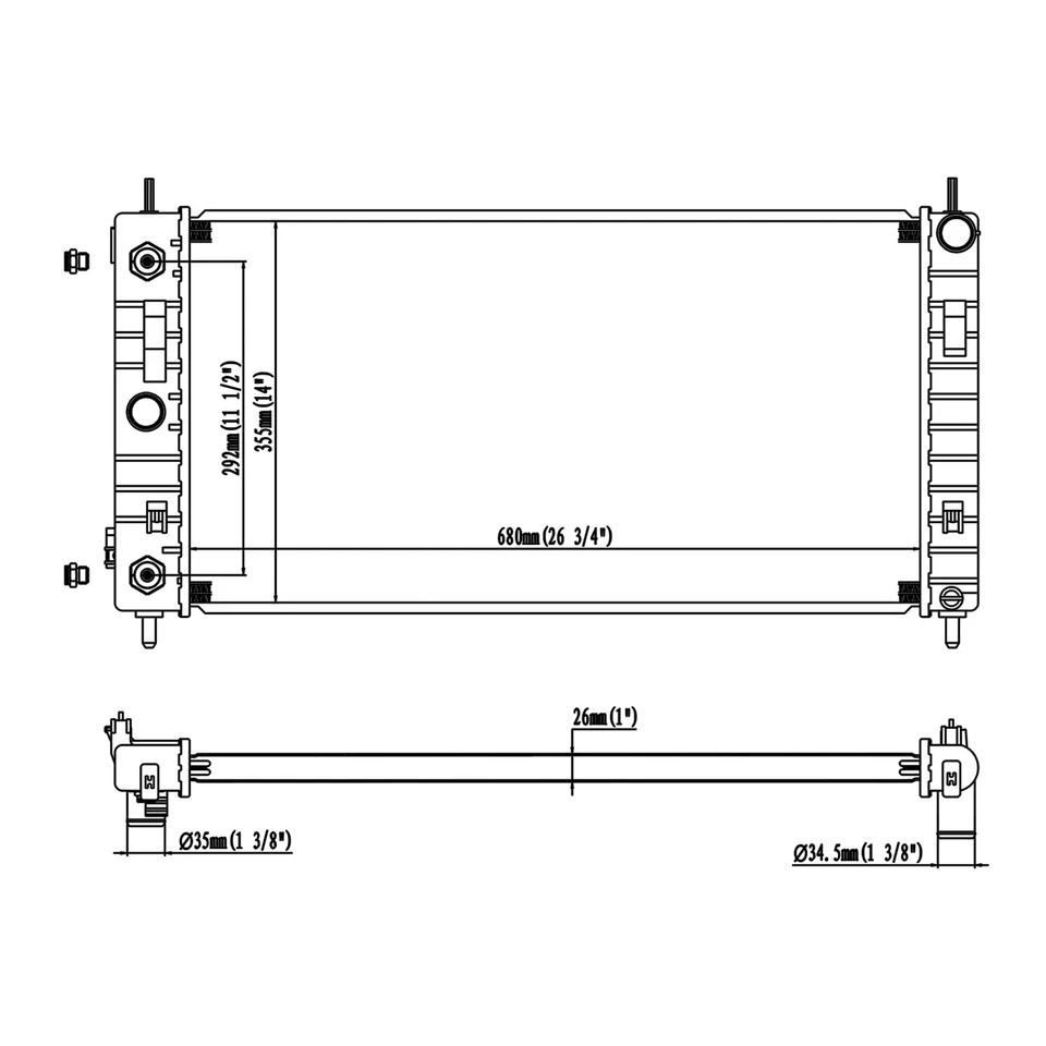 Radiador compatível com Chevy Malibu G6 Saturn Aura 2.4 L4 3.5 3.6 V6 - Imagem 3 de 4