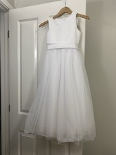 Girls White Sleeveless Tulle Dress Elegant Formal Wear