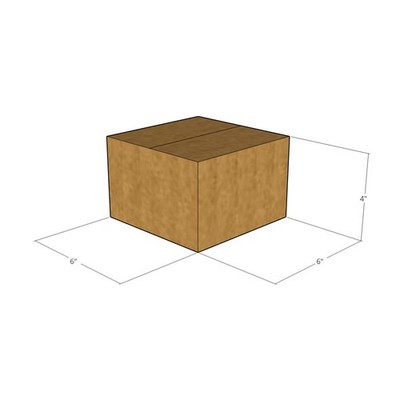 100 6x6x4 Kraft Brown Corrugated Shipping Boxes Multi-Depth 32 ECT Single-Wall