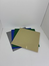 Lot of 4 Generic LEGO Baseplate Base Plate 32x32 gray Blue Tan Green 10"x10"